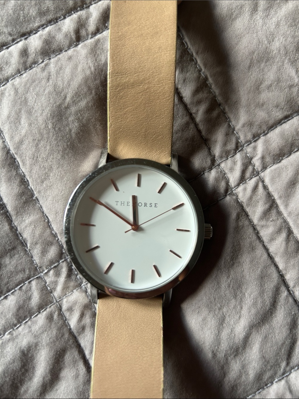 The Horse Tan Leather Strap Watch with White Dial